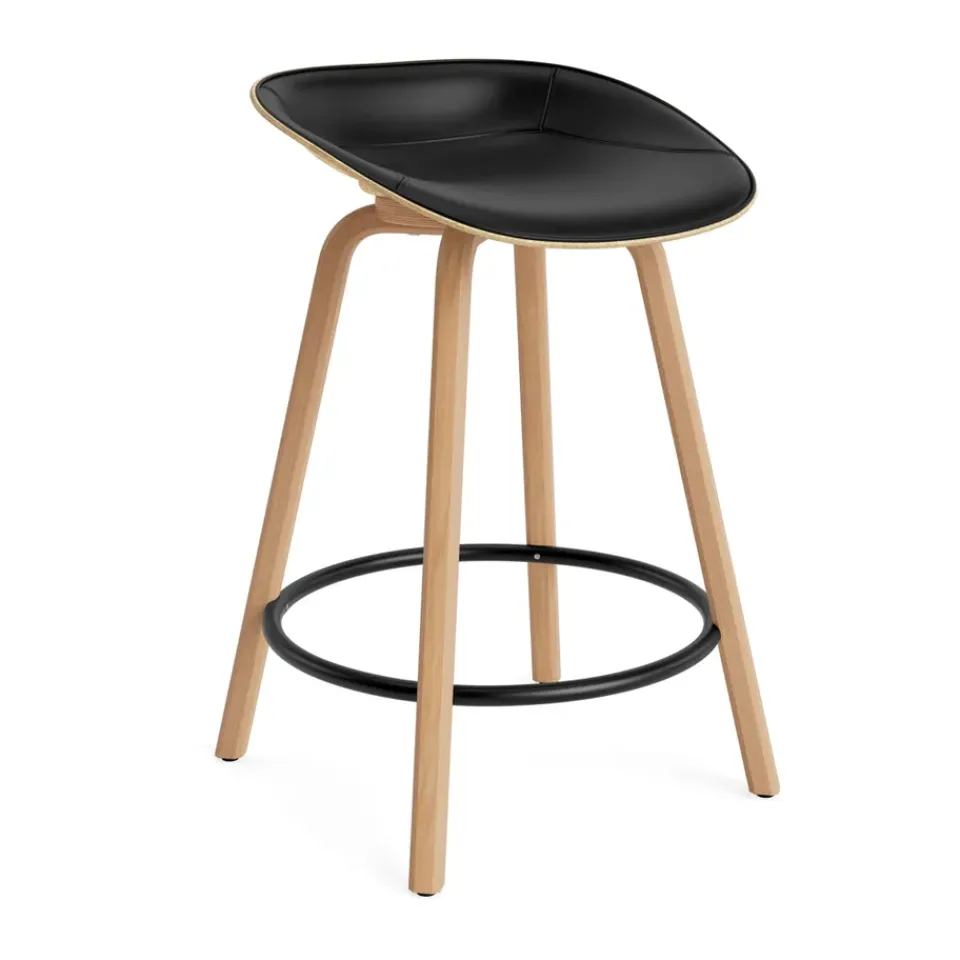 Normann Copenhagen Bar Stools*Mat Barstool front-upholstered 65 cm., Ultra 41599-hemp-beech- steel Black