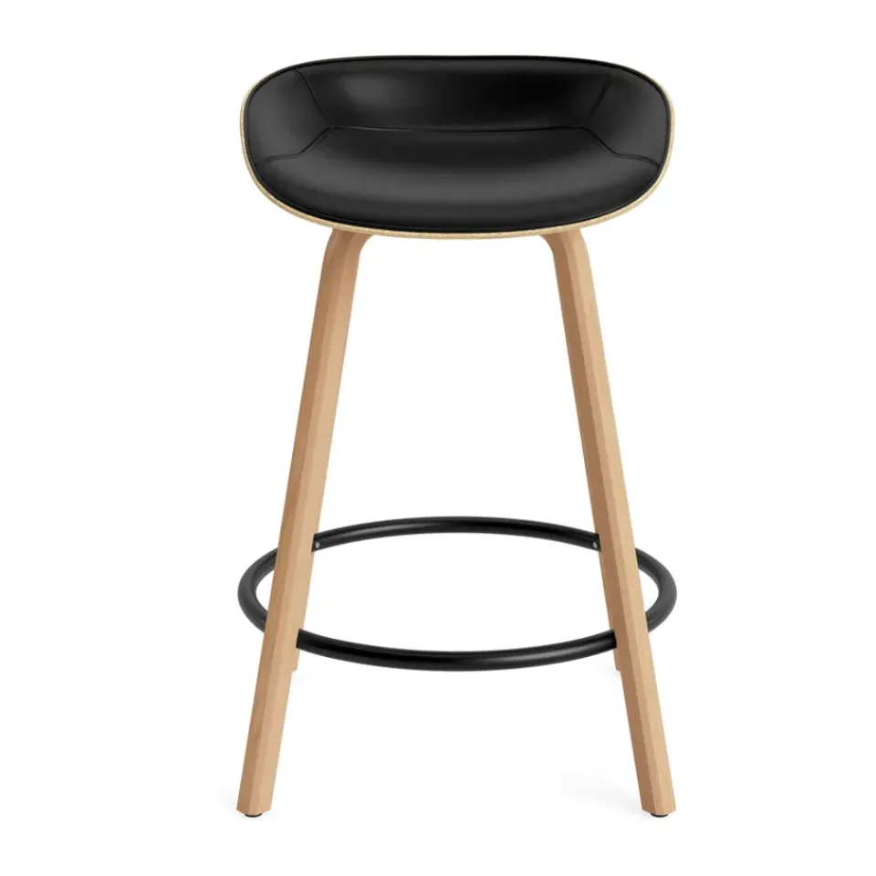 Normann Copenhagen Bar Stools*Mat Barstool front-upholstered 65 cm., Ultra 41599-hemp-beech- steel Black