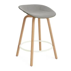 Normann Copenhagen Bar Stools*Mat Barstool front-upholstered 65 cm., Remix 133-seaweed-beech-cream steel Beige