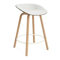 Normann Copenhagen Bar Stools*Mat Barstool front-upholstered 65 cm., Hallingdal 110-seaweed-beech-cream steel Beige