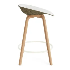 Normann Copenhagen Bar Stools*Mat Barstool front-upholstered 65 cm., Hallingdal 110-seaweed-beech-cream steel Beige