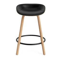Normann Copenhagen Bar Stools*Mat Barstool front-upholstered 65 cm., Ultra 41599-seaweed-beech- steel Black