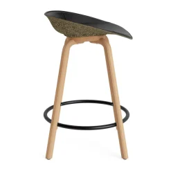 Normann Copenhagen Bar Stools*Mat Barstool front-upholstered 65 cm., Ultra 41599-seaweed-beech- steel Black