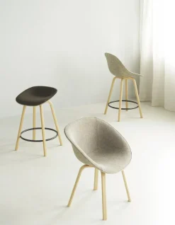 Normann Copenhagen Bar Stools*Mat Barstool front-upholstered 65 cm., Ultra 41599-seaweed-beech- steel Black