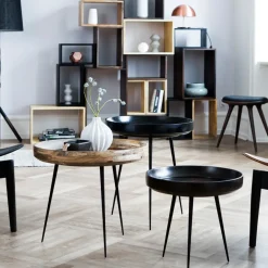 Mater Stools*stool, Leather . aluminum stand Black