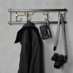 Essem Design Clothes Hooks & Hangers*Maxi 4 Dekorativ hook rail, -brass Black
