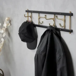 Essem Design Clothes Hooks & Hangers*Maxi 4 Dekorativ hook rail, -brass Black