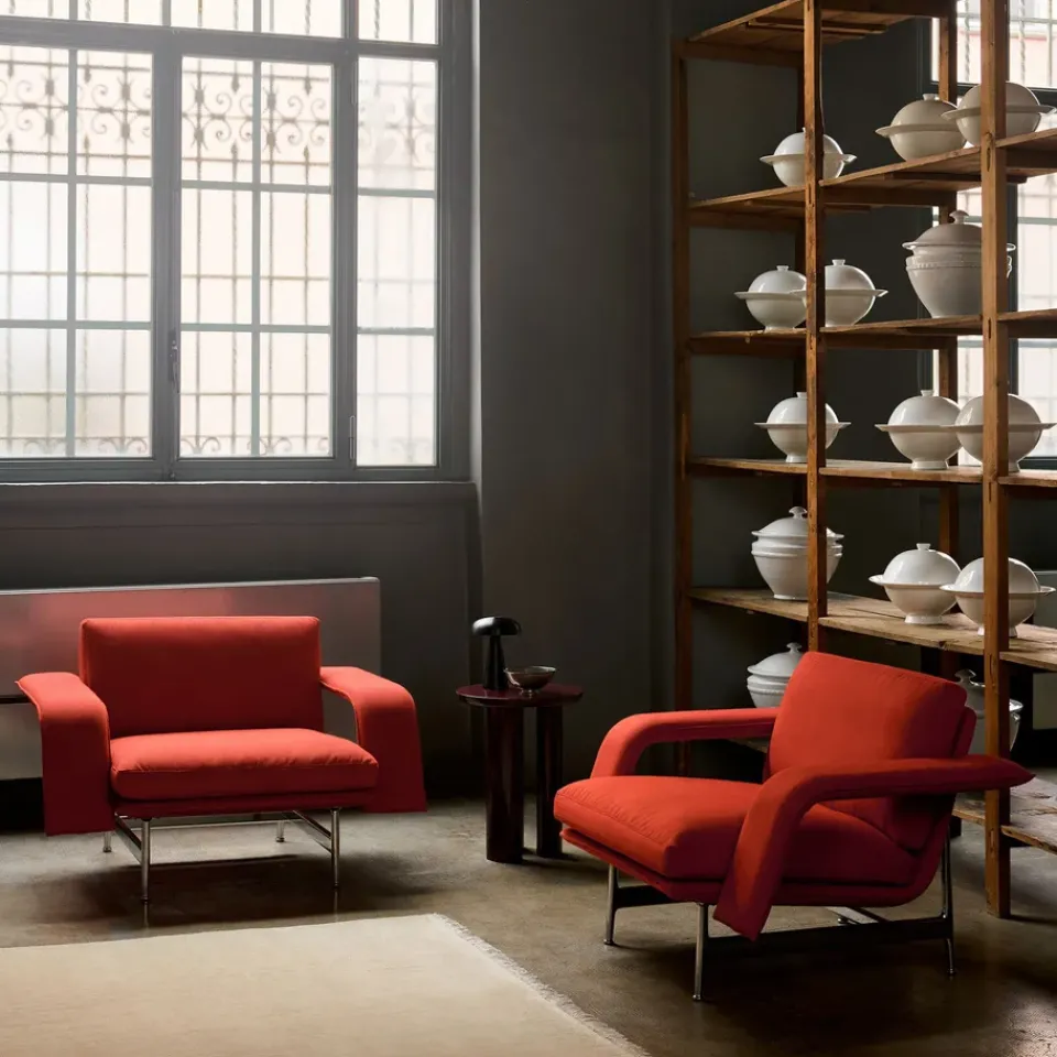 &Tradition Armchairs & Footstools|Chairs*Meantime AV29 lounge chair, Pol. aluminium-Fiord 0571 Red