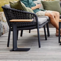 Cane-line Table For Outdoor Use*Mega side table, Teak-lava grey frame Brown