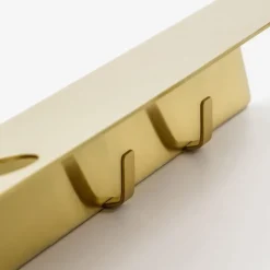 Meraki Shelves & Shelving Systems*shelf with bottle hanger and hook, Brushed brass finish Gold-coloured