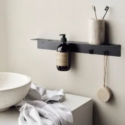 Meraki Shelves & Shelving Systems*shelf with bottle hanger and hook, Brushed finish Black