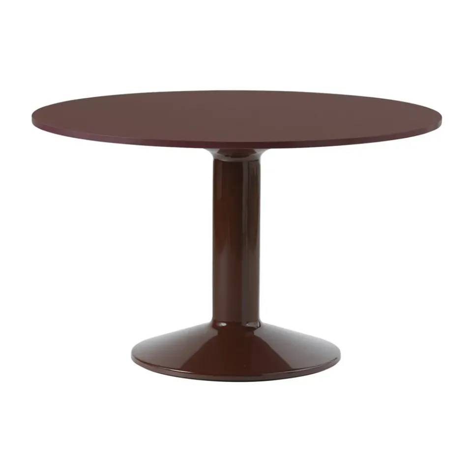 Muuto Dining Tables*Midst pedestal table, Dark linoleum-dark , Ø120 cm Red