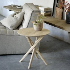 Ethnicraft Side Tables*Mikado side table 50x50 cm, Oak wax oil Beige