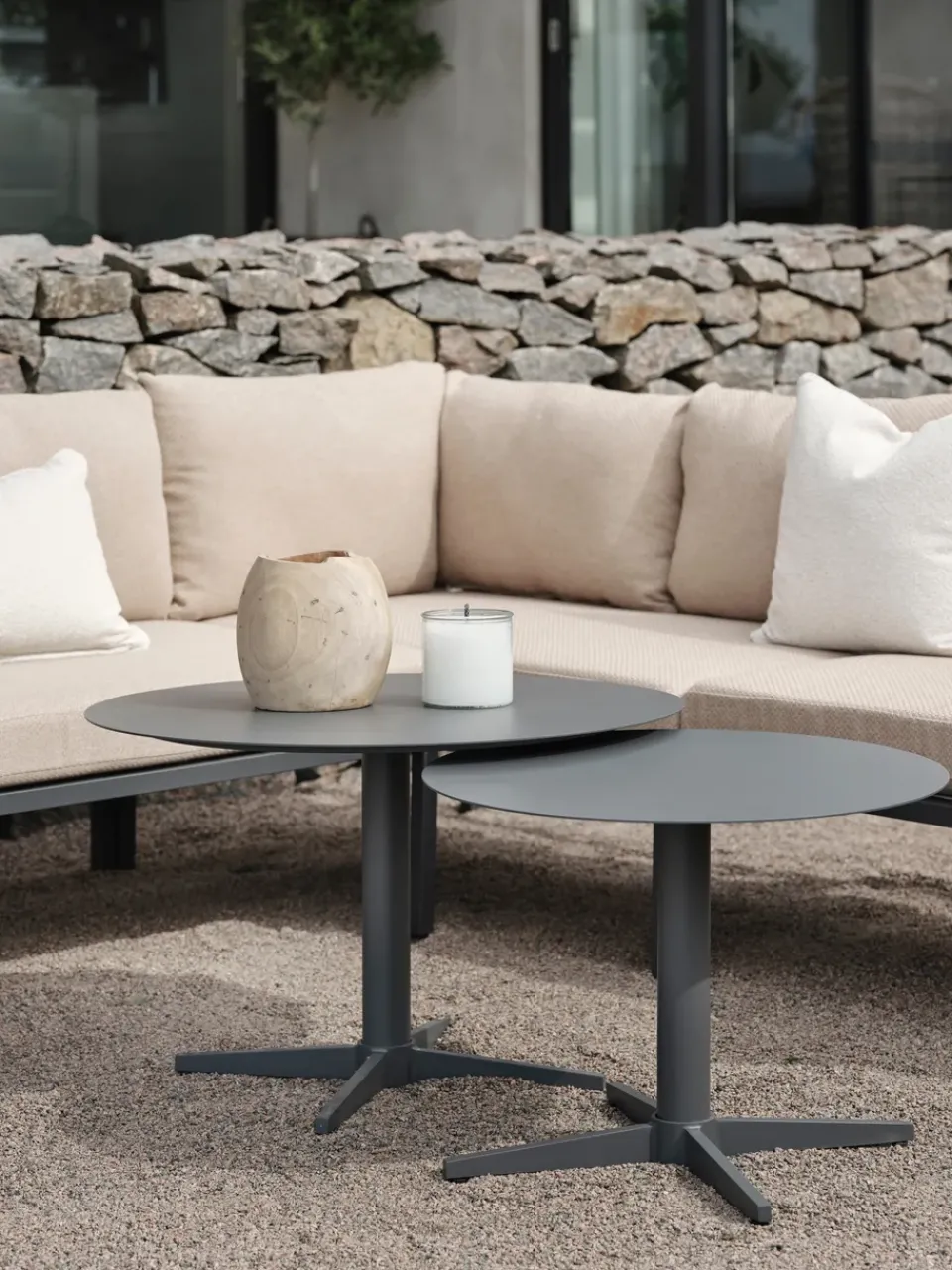 Brafab Table For Outdoor Use|Outdoor Lounge Furniture*Mill coffee table, Khaki, Large Ø75 cm Beige