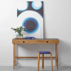 A2 Desks*Mind desk, linoleum, drawers and legs in oiled oak Black
