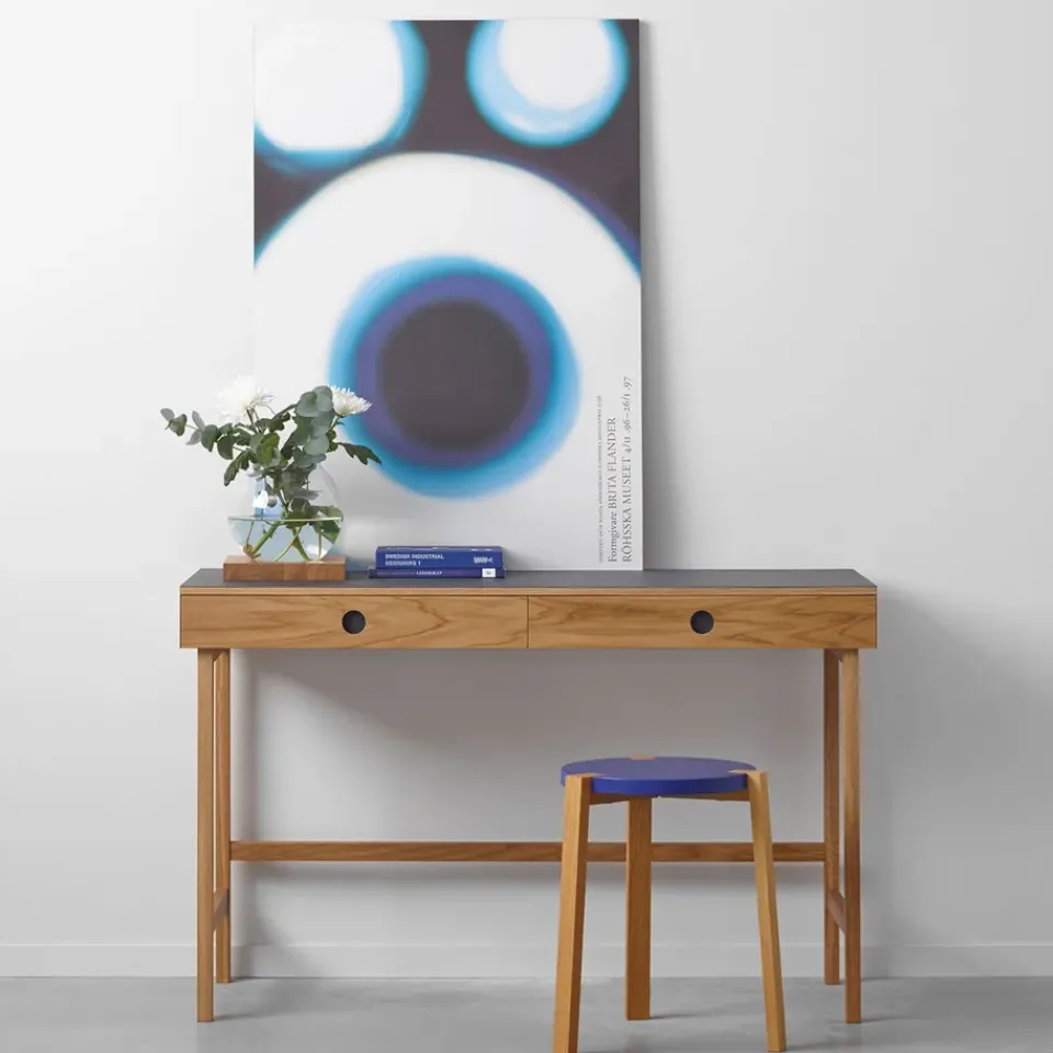 A2 Desks*Mind desk, linoleum, drawers and legs in white-oiled oak Black