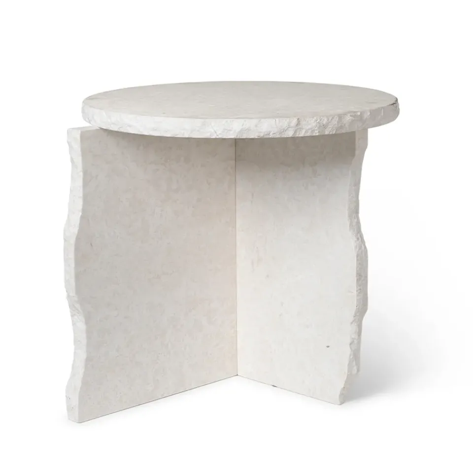 Ferm Living Side Tables*Mineral Sculptural table Ø52 cm, Bianco Curia White
