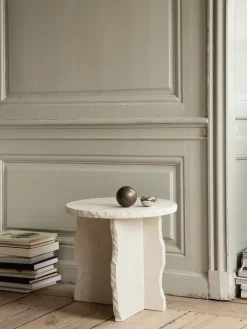 Ferm Living Side Tables*Mineral Sculptural table Ø52 cm, Bianco Curia White