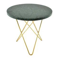 OX Denmarq Side Tables*Mini O sideboard Ø40 H37, brass base, marble Green