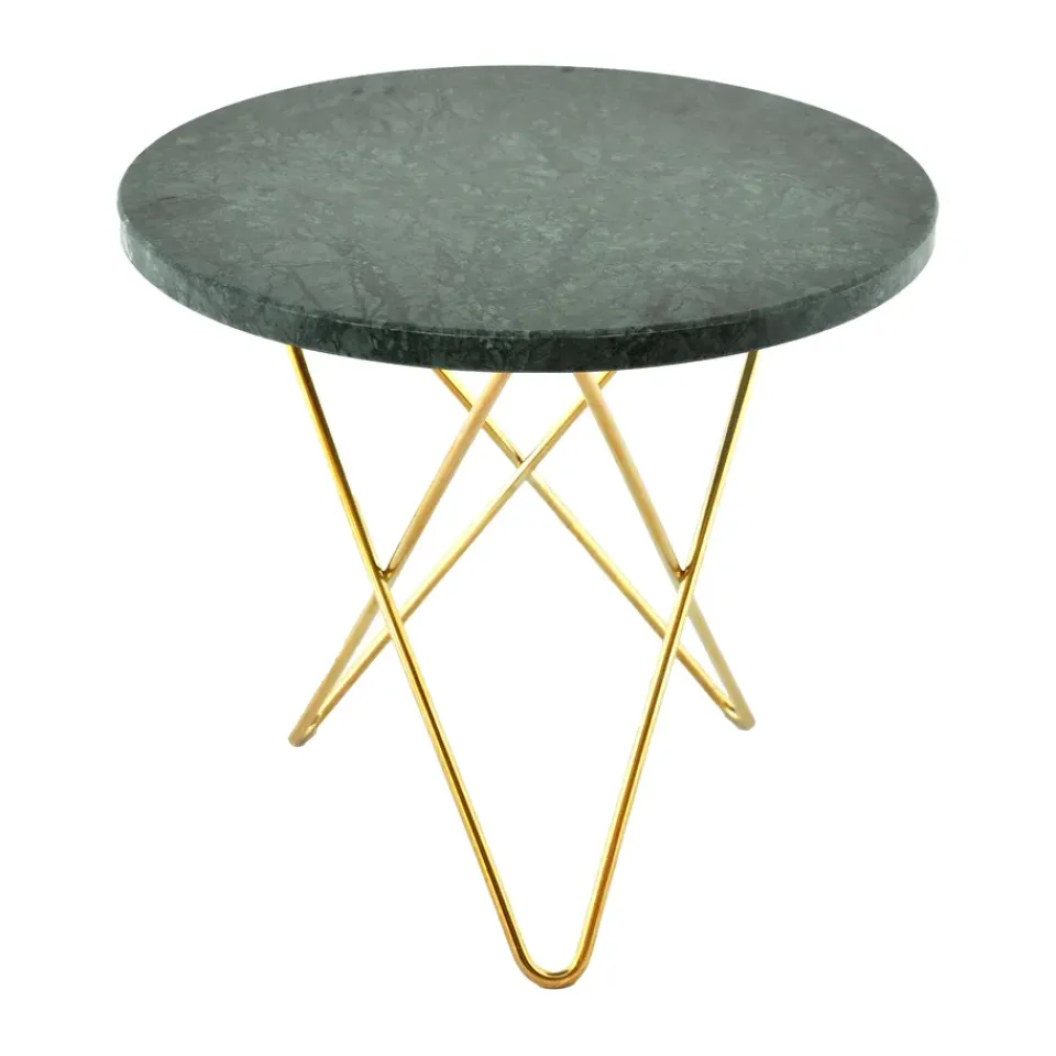 OX Denmarq Side Tables*Mini O sideboard Ø40 H37, brass base, marble Green