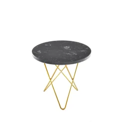 OX Denmarq Coffee Tables*Mini O Table coffee table, Marble marquina. brass stand Black