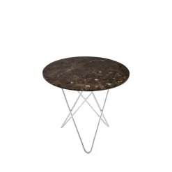 OX Denmarq Coffee Tables*Mini O Table coffee table, marble . stainless steel stand Brown