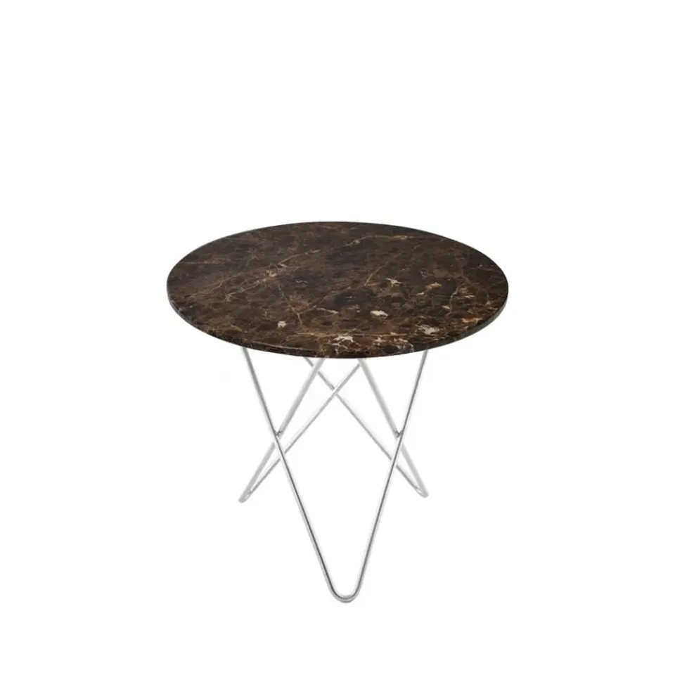 OX Denmarq Coffee Tables*Mini O Table coffee table, marble . stainless steel stand Brown