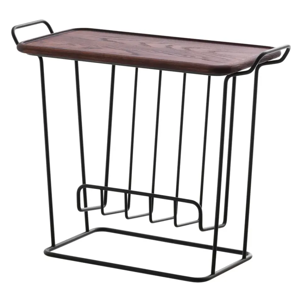 Maze Side Tables*Minnie Mae Wood tray table, -dark ash wod Black