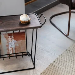 Maze Side Tables*Minnie Mae Wood tray table, -dark ash wod Black