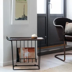 Maze Side Tables*Minnie Mae Wood tray table, -dark ash wod Black