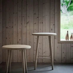 Stolab Bar Stools*Miss Button bar stool, Oak white oiled. medium Beige