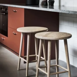 Stolab Bar Stools*Miss Button bar stool, Oak white oiled. medium Beige