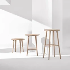Stolab Bar Stools*Miss Button bar stool, Oak white oiled. medium Beige