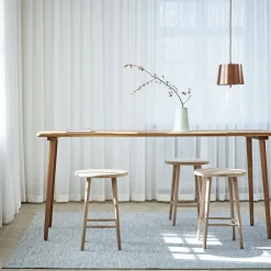 Stolab Bar Stools*Miss Button bar stool, Oak white oiled. high Beige