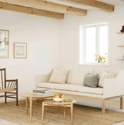 FDB Møbler Sofas*MK46 Mogens Koch 3-seater sofa, Lacquered oak- 90 Beige