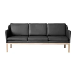 FDB Møbler Sofas*MK46 Mogens Koch 3-seater sofa, Lacquered oak- leather Black