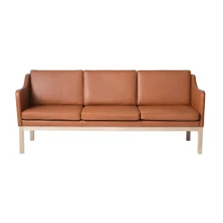 FDB Møbler Sofas*MK46 Mogens Koch 3-seater sofa, Lacquered oak-cognac leather Brown