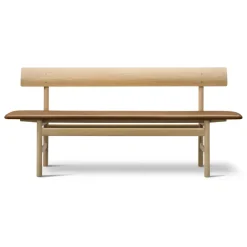 Fredericia Furniture Benches*Mogensen 3171 bench, Leather omni 307-waxed oak BeigeBrown