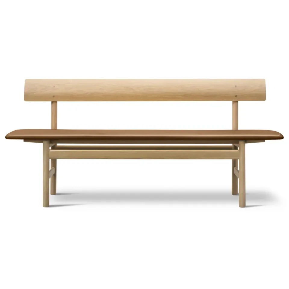 Fredericia Furniture Benches*Mogensen 3171 bench, Leather omni 307-waxed oak BeigeBrown