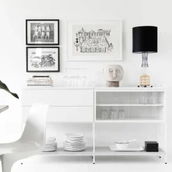 Zweed Dressers & Sideboards*Molto Medium side table, , 2 sections with display case White