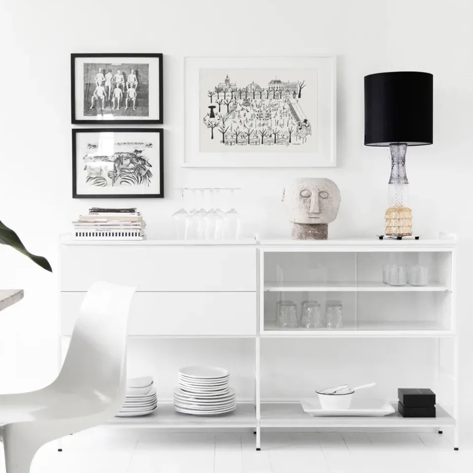 Zweed Dressers & Sideboards*Molto Medium side table, , 2 sections with display case White