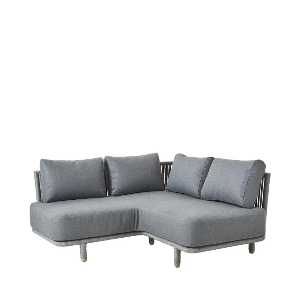 Cane-line Garden Sofas & Garden Benches|Balcony Furniture*Moments modular sofa, Gray, corner, soft rope Grey