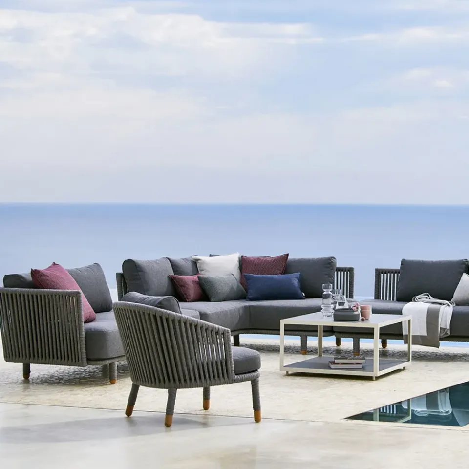 Cane-line Garden Sofas & Garden Benches|Balcony Furniture*Moments modular sofa, Gray, corner, soft rope Grey
