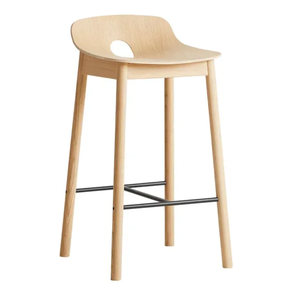 Woud Bar Stools*Mono barstool 65 cm, White pigmented oak Beige