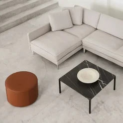 Fredericia Furniture Sitting Poufs*Mono seat pouf, Leather omni 307 cognac-Ø55 cm Brown