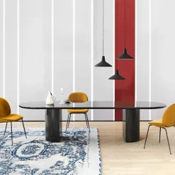 GUBI Dining Tables*Moon dining table ellips, Oak brown/black stained BrownBlack