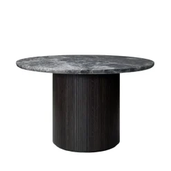 GUBI Dining Tables*Moon dining table round, Marble . Ø120 cm. brown/black stained foot Grey