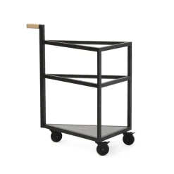 A2 Serving Trolleys*Move serving trolley, stained oak, big, marble marquina, glass Black