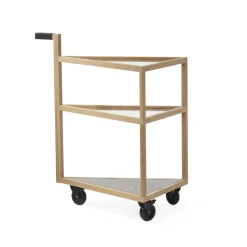 A2 Serving Trolleys*Move serving trolley, White oiled oak, big, marble marquina, glass Beige