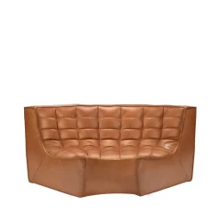 Ethnicraft Sofas*N701 corner module rounded 90°, Leather old saddle Brown